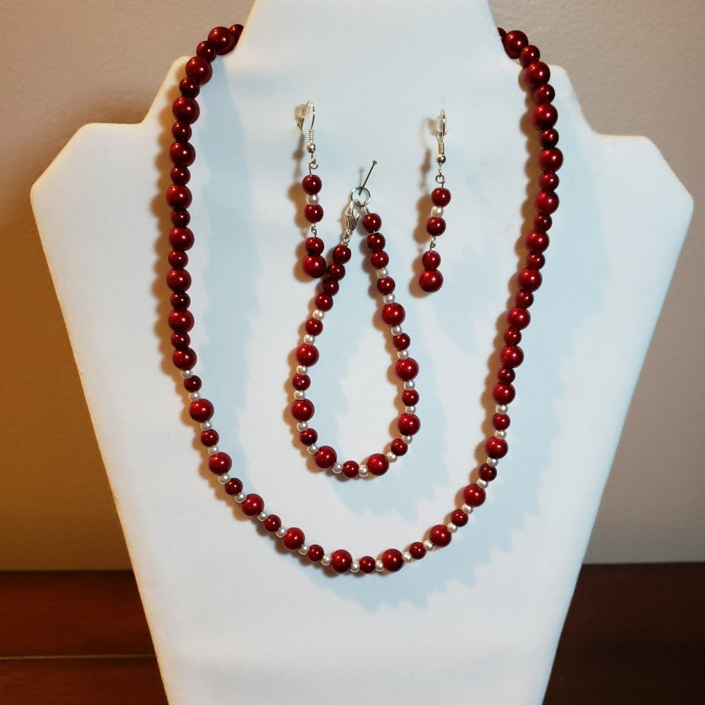 Red Pearl Jewelry Sets
